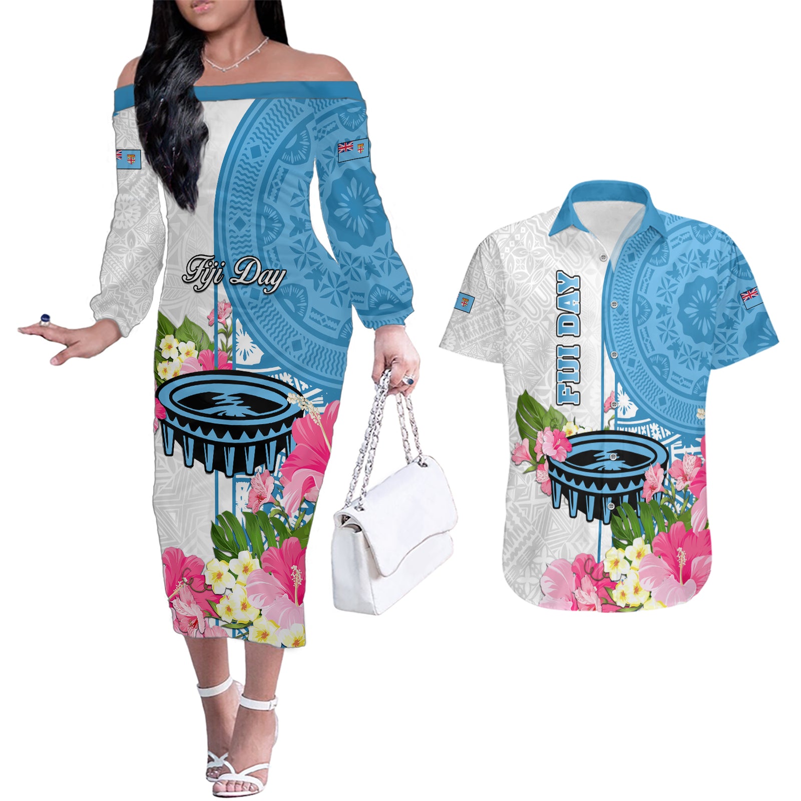 personalized-fiji-day-couples-matching-off-the-shoulder-long-sleeve-dress-and-hawaiian-shirt-tanoa-hibiscus-fijian-tapa-masi-pattern