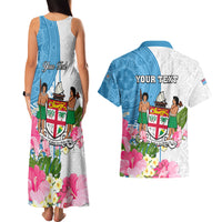 Personalized Fiji Day Couples Matching Tank Maxi Dress and Hawaiian Shirt Tanoa Hibiscus Fijian Tapa Masi Pattern LT05 - Polynesian Pride