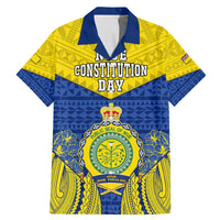 Niue Constitution Day Family Matching Mermaid Dress and Hawaiian Shirt Coat Of Arms Niuean Hiapo Pattern LT05 Dad's Shirt - Short Sleeve Yellow - Polynesian Pride