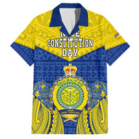 Niue Constitution Day Family Matching Off Shoulder Short Dress and Hawaiian Shirt Coat Of Arms Niuean Hiapo Pattern LT05 Dad's Shirt - Short Sleeve Yellow - Polynesian Pride