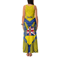 Personalized Niue Constitution Day Family Matching Tank Maxi Dress and Hawaiian Shirt Coat Of Arms Niuean Hiapo Pattern LT05 - Polynesian Pride
