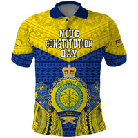 Personalized Niue Constitution Day Polo Shirt Coat Of Arms Niuean Hiapo Pattern LT05 Yellow - Polynesian Pride