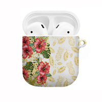 Hawaii Discoverers Day AirPods Case Tropical Hibiscus Glitter White LT05 White - Polynesian Pride