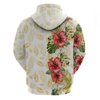 Hawaii Discoverers Day Hoodie Tropical Hibiscus Glitter White LT05 - Polynesian Pride