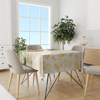 Hawaii Discoverers Day Tablecloth Tropical Hibiscus Glitter White LT05 - Polynesian Pride
