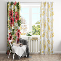 Hawaii Discoverers Day Window Curtain Tropical Hibiscus Glitter White LT05 - Polynesian Pride