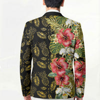 Hawaii Discoverers Day Blazer Tropical Hibiscus Glitter Black LT05 - Polynesian Pride