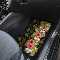 Hawaii Discoverers Day Car Mats Tropical Hibiscus Glitter Black LT05 - Polynesian Pride
