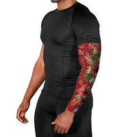 Hawaii Discoverers Day Arm Sleeves Tropical Hibiscus Glitter Crimson LT05 - Polynesian Pride
