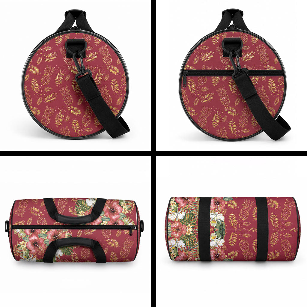Hawaii Discoverers Day Duffle Bag Tropical Hibiscus Glitter Crimson LT05 - Polynesian Pride