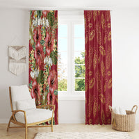 Hawaii Discoverers Day Window Curtain Tropical Hibiscus Glitter Crimson LT05 - Polynesian Pride