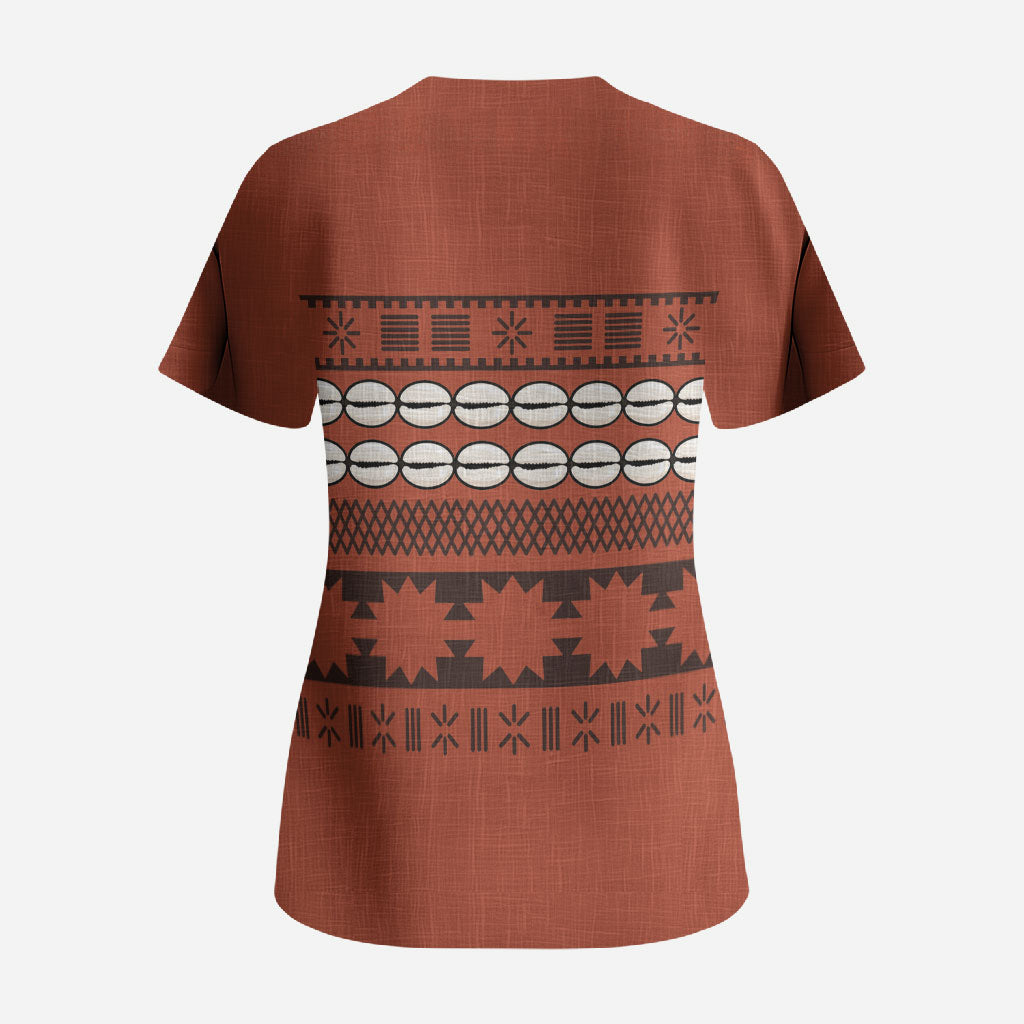 Polynesian Princess Inspired Tapa Pattern Scrub Top LT05 - Polynesian Pride