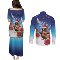 New Zealand Kiwi Christmas Couples Matching Puletasi and Long Sleeve Button Shirt Xmas Vibe