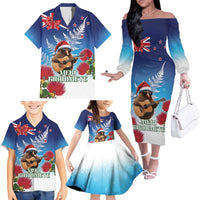 New Zealand Kiwi Christmas Family Matching Off The Shoulder Long Sleeve Dress and Hawaiian Shirt Xmas Vibe LT05 - Polynesian Pride