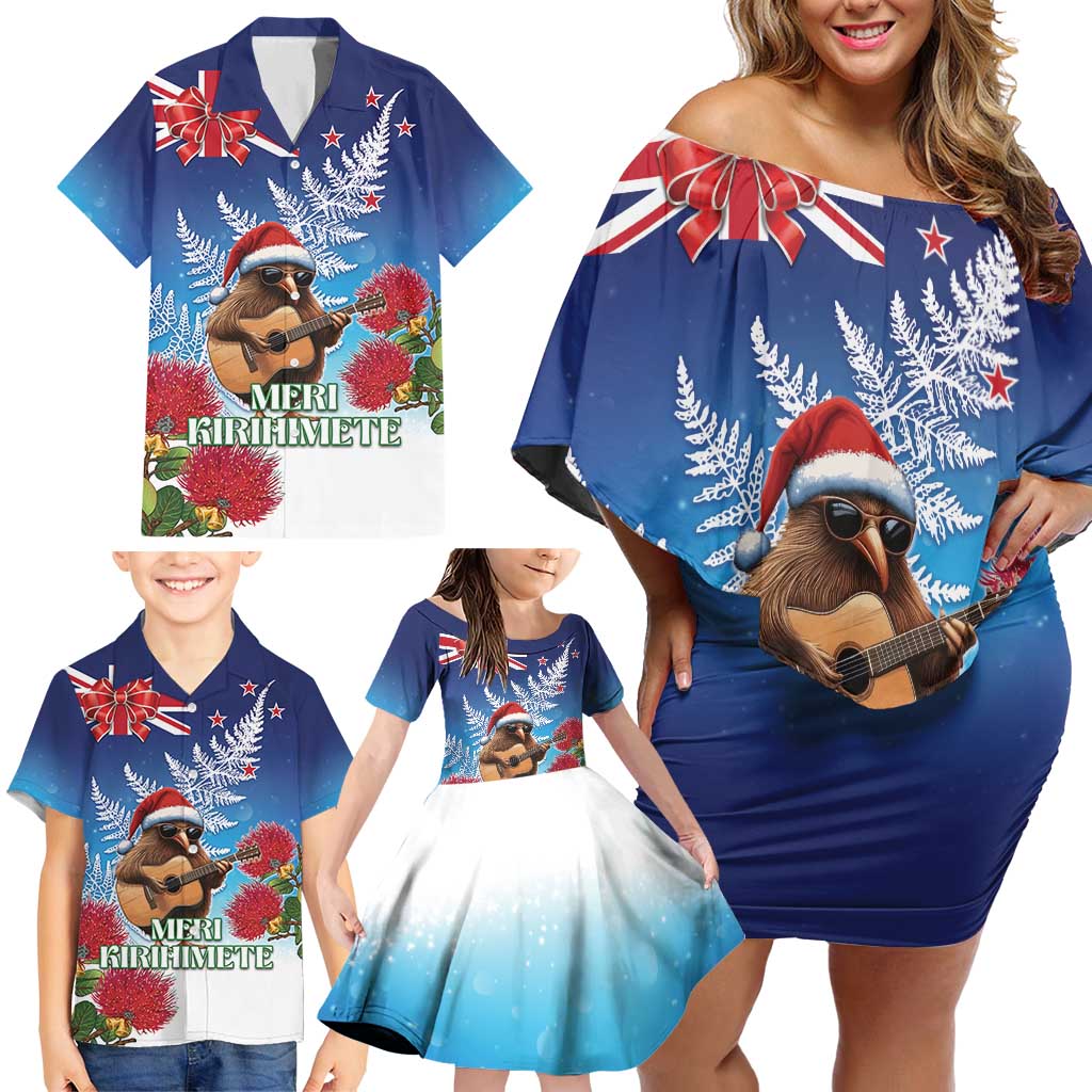 New Zealand Kiwi Christmas Family Matching Off Shoulder Short Dress and Hawaiian Shirt Xmas Vibe LT05 - Polynesian Pride