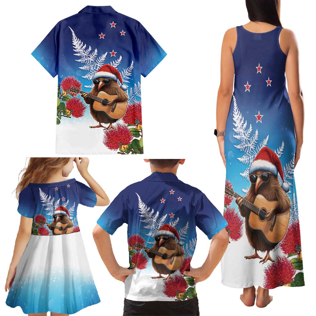 New Zealand Kiwi Christmas Family Matching Tank Maxi Dress and Hawaiian Shirt Xmas Vibe LT05 - Polynesian Pride