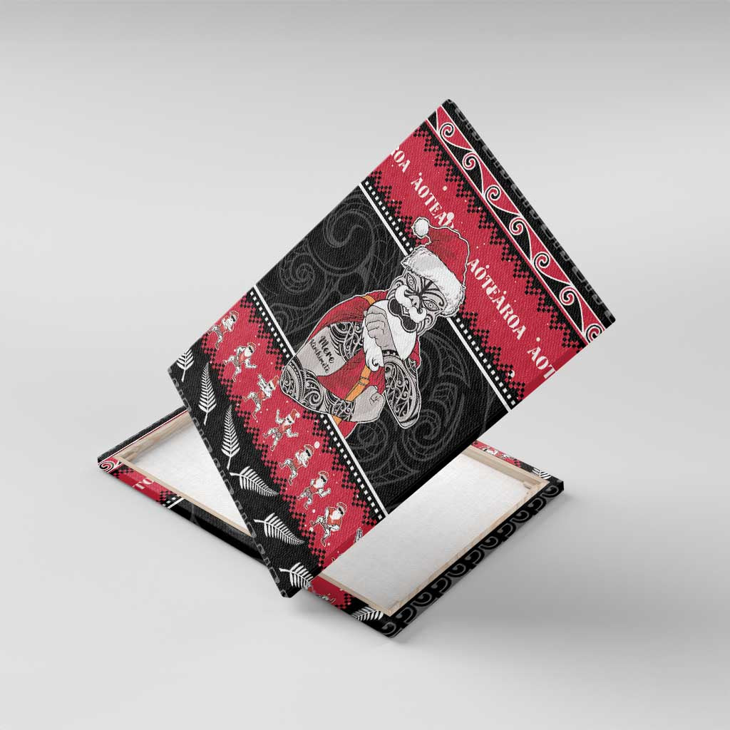 New Zealand Santa Tiki Christmas Canvas Wall Art Meri Kirihimete