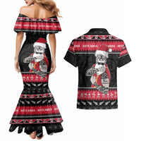 New Zealand Santa Tiki Christmas Couples Matching Mermaid Dress and Hawaiian Shirt Meri Kirihimete LT05 - Polynesian Pride