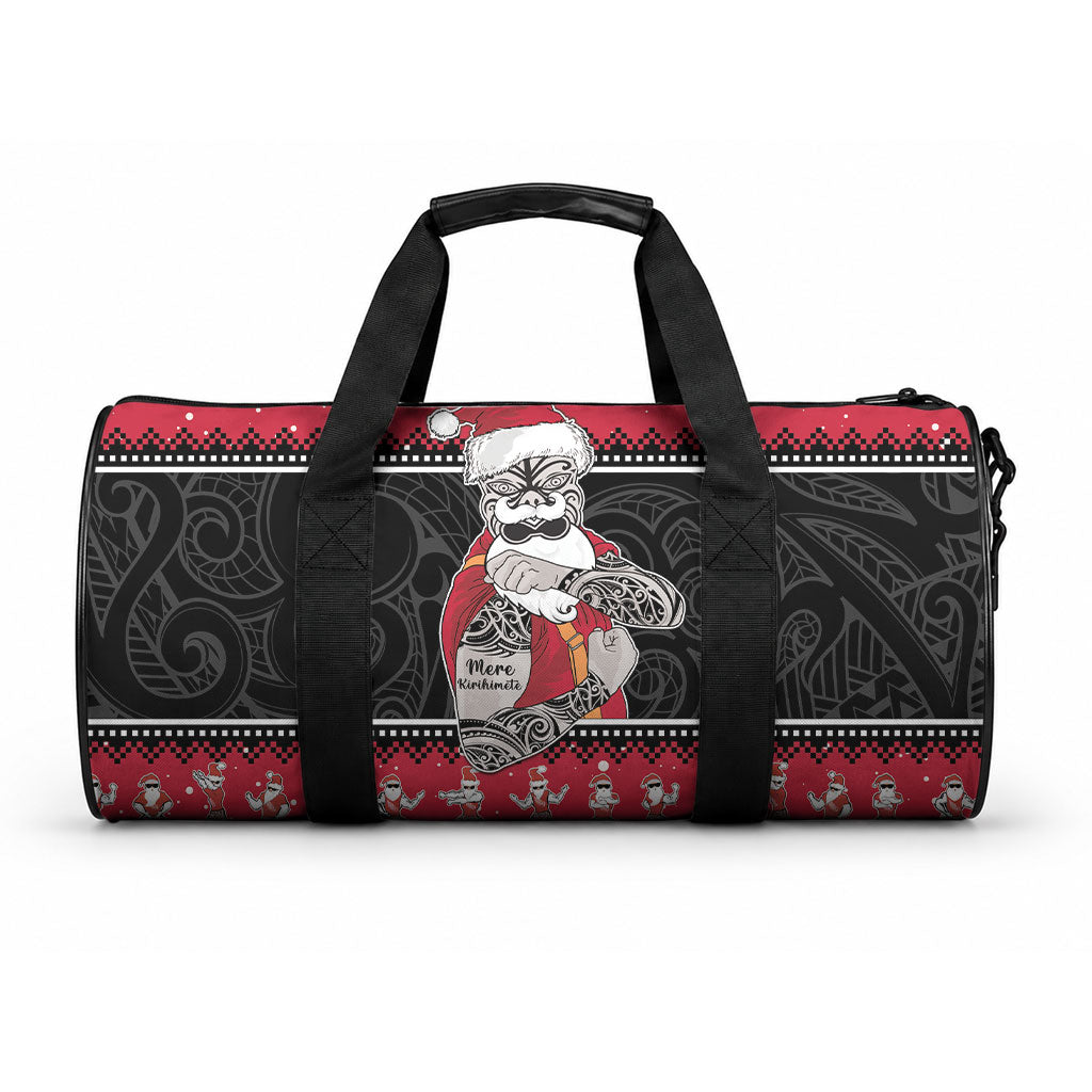New Zealand Santa Tiki Christmas Duffle Bag Meri Kirihimete LT05 One size Black - Polynesian Pride