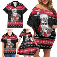 New Zealand Santa Tiki Christmas Family Matching Off Shoulder Short Dress and Hawaiian Shirt Meri Kirihimete LT05 - Polynesian Pride