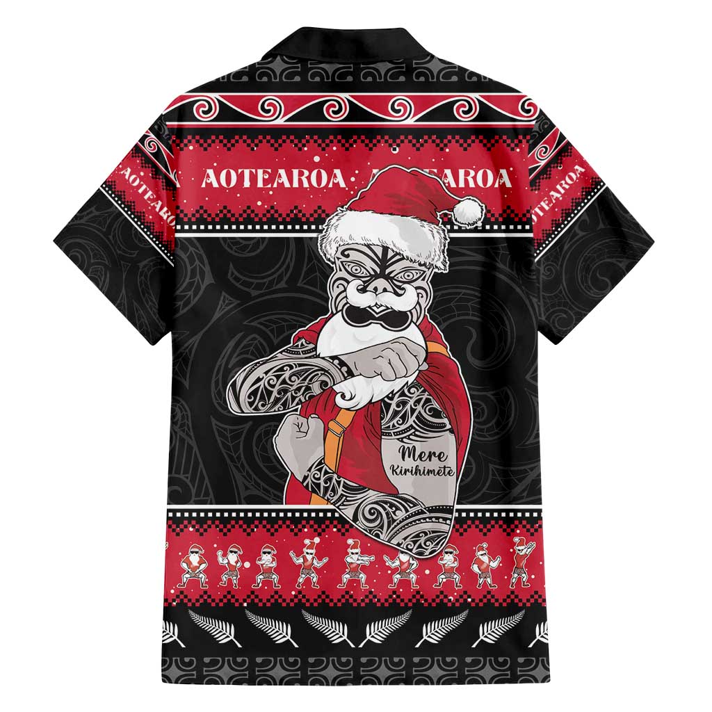 New Zealand Santa Tiki Christmas Family Matching Puletasi and Hawaiian Shirt Meri Kirihimete LT05 - Polynesian Pride