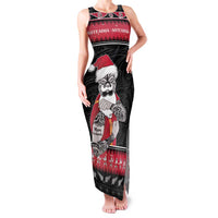 New Zealand Santa Tiki Christmas Family Matching Tank Maxi Dress and Hawaiian Shirt Meri Kirihimete LT05 Mom's Dress Black - Polynesian Pride