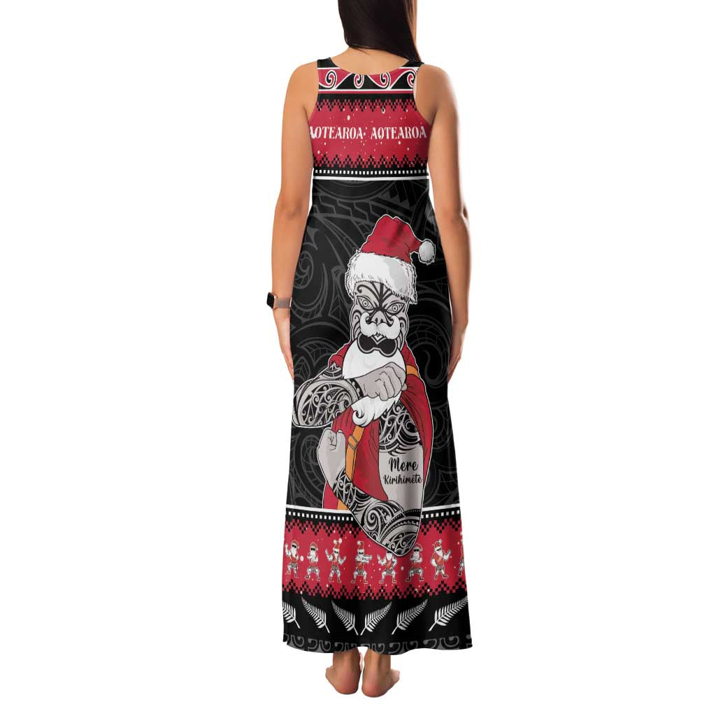New Zealand Santa Tiki Christmas Family Matching Tank Maxi Dress and Hawaiian Shirt Meri Kirihimete LT05 - Polynesian Pride