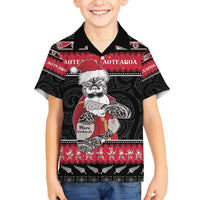 New Zealand Santa Tiki Christmas Kid Hawaiian Shirt Meri Kirihimete