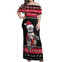 New Zealand Santa Tiki Christmas Off Shoulder Maxi Dress Meri Kirihimete