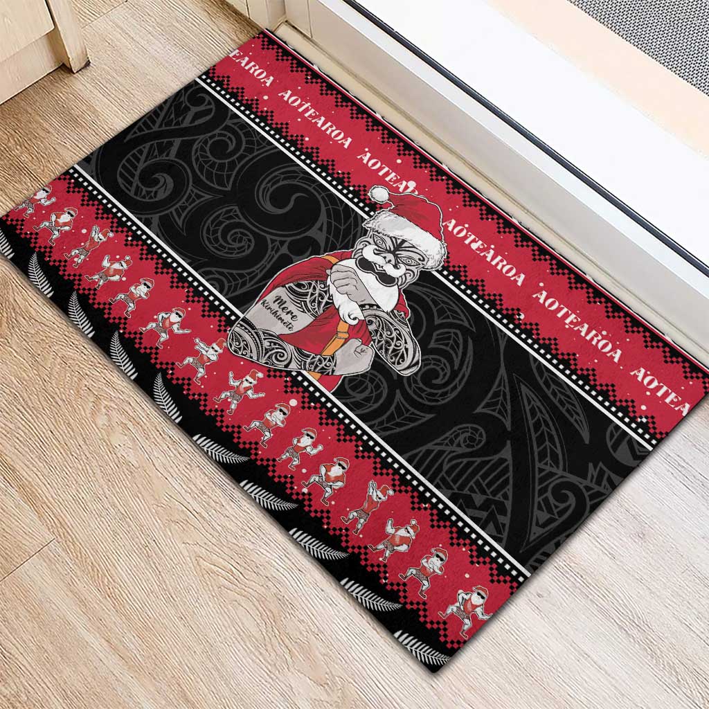 New Zealand Santa Tiki Christmas Rubber Doormat Meri Kirihimete