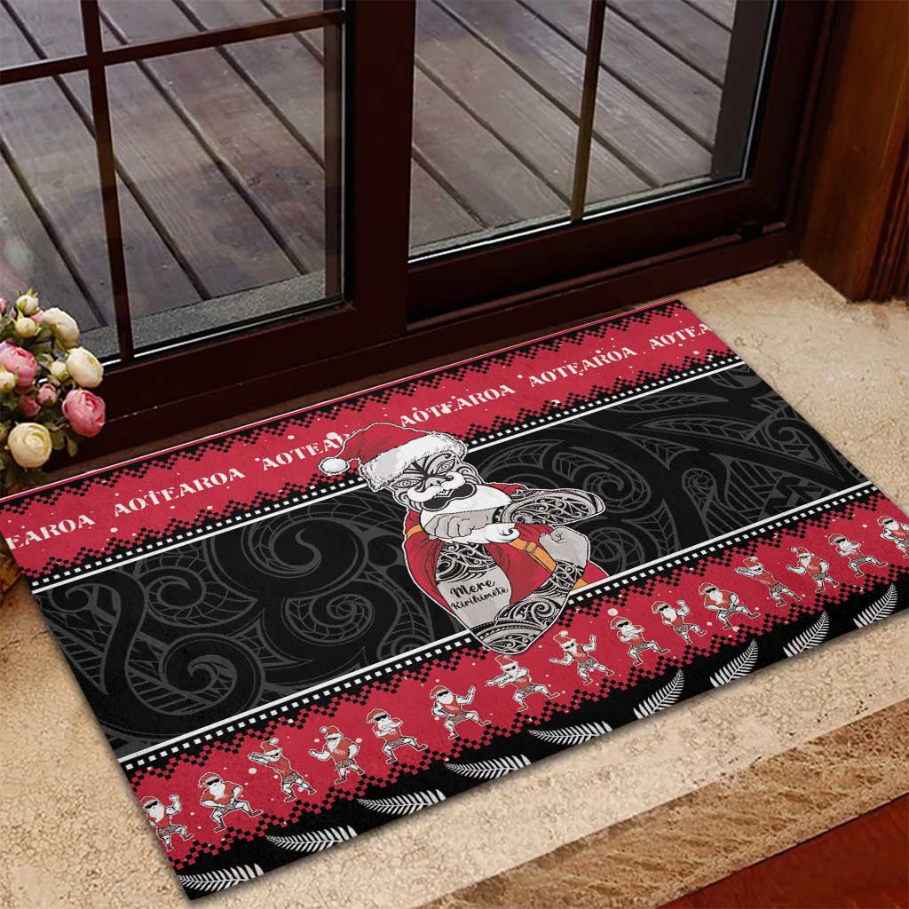 New Zealand Santa Tiki Christmas Rubber Doormat Meri Kirihimete