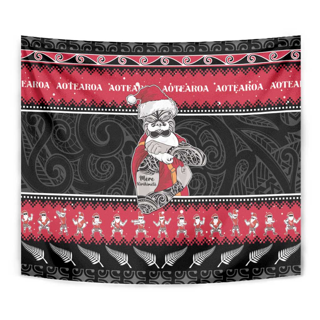 New Zealand Santa Tiki Christmas Tapestry Meri Kirihimete