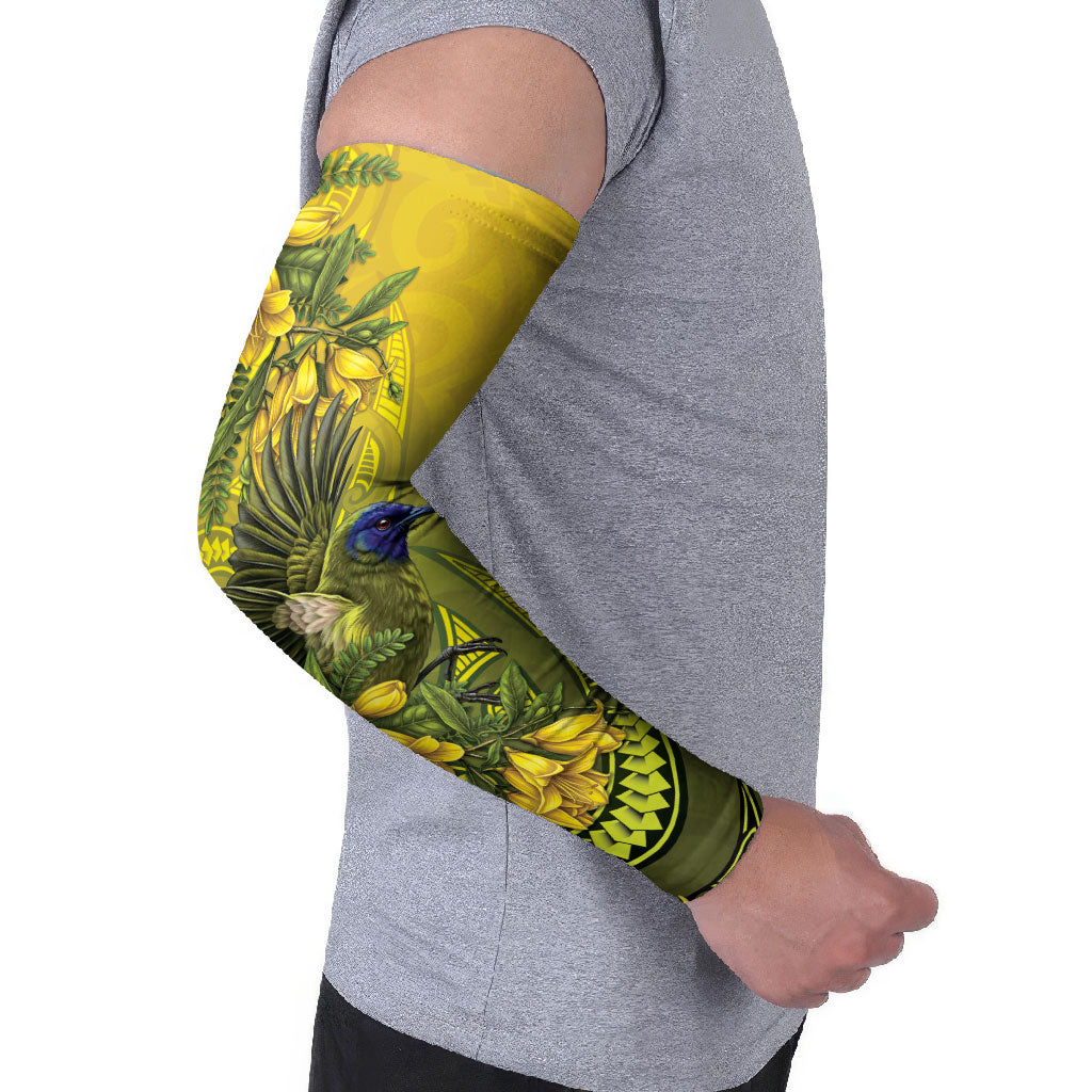New Zealand Bellbird Arm Sleeves With Kowhai Flowers LT05 - Polynesian Pride