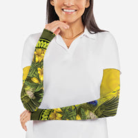 New Zealand Bellbird Arm Sleeves With Kowhai Flowers LT05 - Polynesian Pride