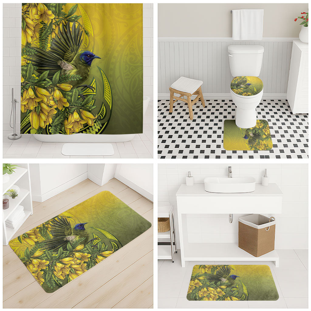 New Zealand Bellbird Bathroom Set With Kowhai Flowers LT05 - Polynesian Pride