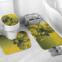 New Zealand Bellbird Bathroom Set With Kowhai Flowers LT05 Mat Set Only (3 pcs) One Size Yellow - Polynesian Pride