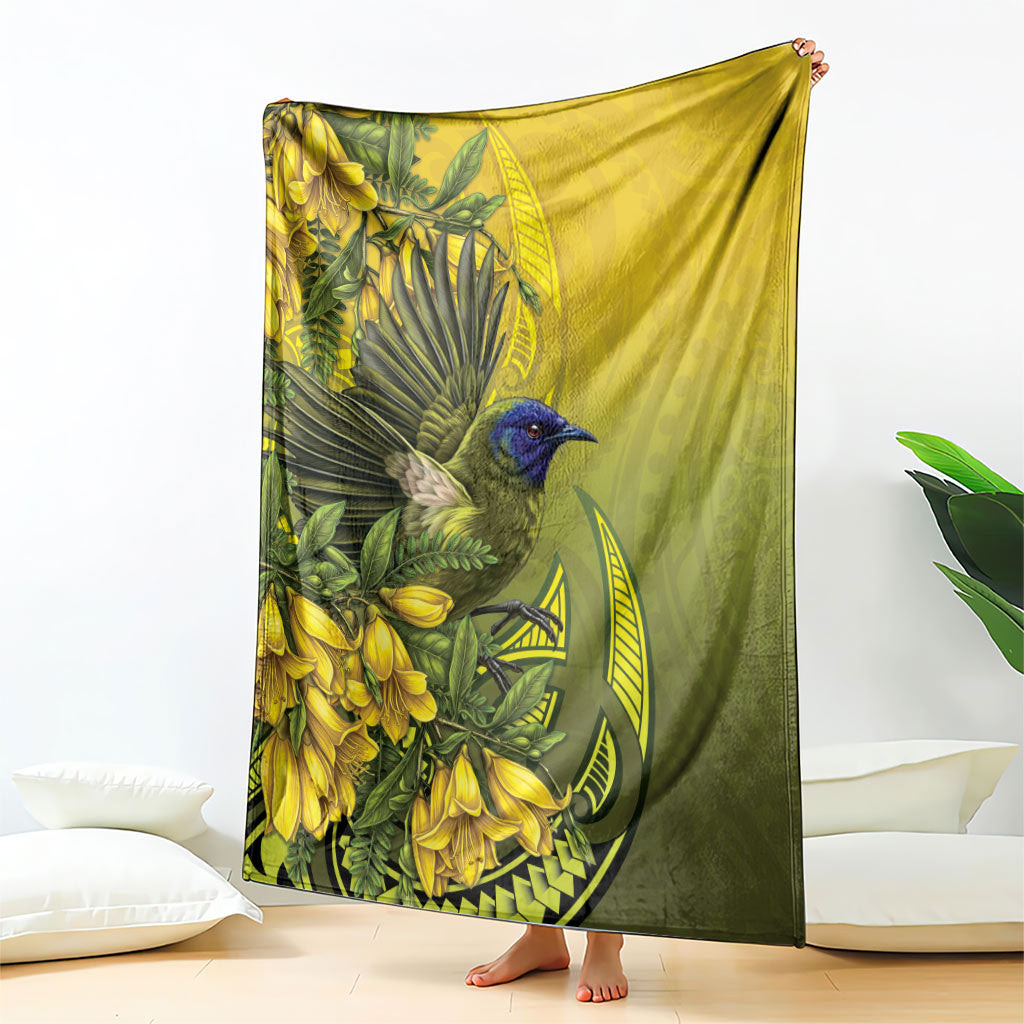 New Zealand Bellbird Blanket With Kowhai Flowers LT05 - Polynesian Pride