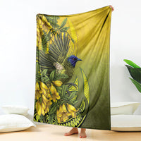 New Zealand Bellbird Blanket With Kowhai Flowers LT05 - Polynesian Pride