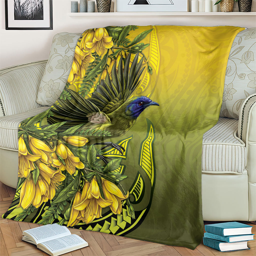 New Zealand Bellbird Blanket With Kowhai Flowers LT05 - Polynesian Pride