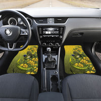 New Zealand Bellbird Car Mats With Kowhai Flowers LT05 Set 2pcs - Front Yellow - Polynesian Pride
