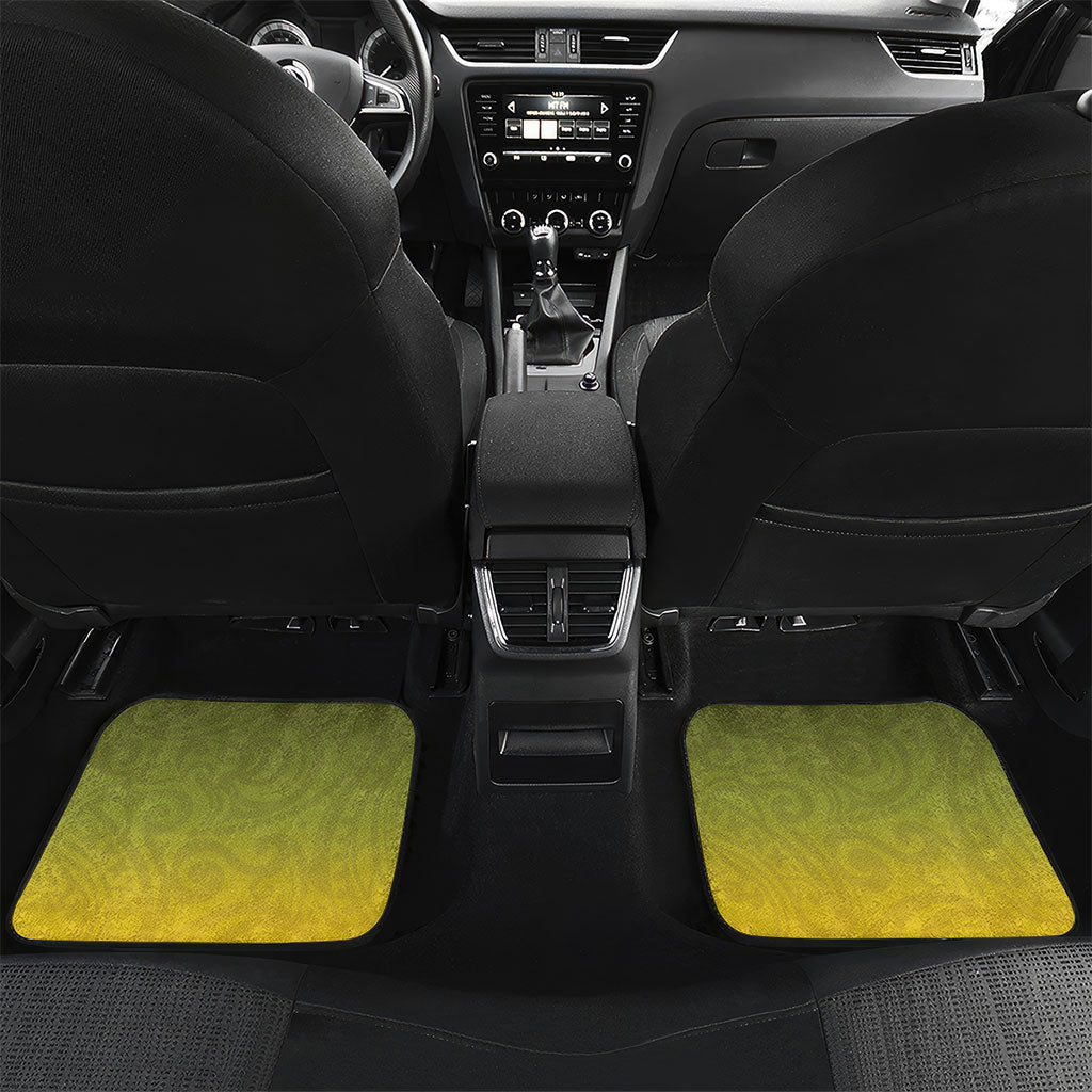 New Zealand Bellbird Car Mats With Kowhai Flowers LT05 Set 2pcs - Back Yellow - Polynesian Pride