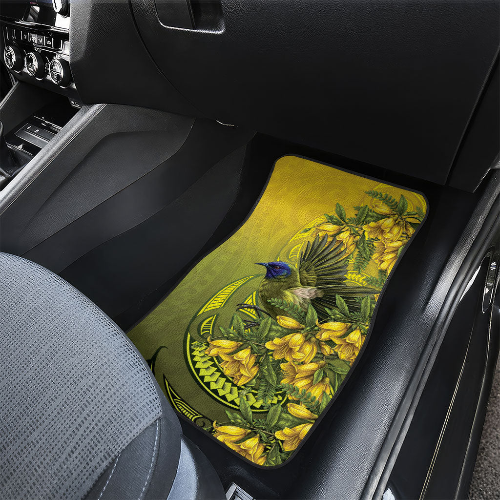 New Zealand Bellbird Car Mats With Kowhai Flowers LT05 - Polynesian Pride