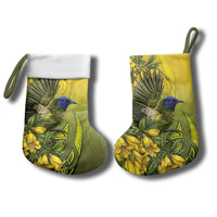 New Zealand Bellbird Christmas Stocking With Kowhai Flowers LT05 - Polynesian Pride