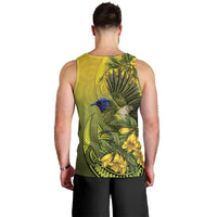 New Zealand Bellbird Men Tank Top With Kowhai Flowers LT05 - Polynesian Pride