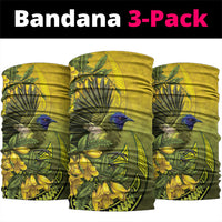 New Zealand Bellbird Neck Gaiter With Kowhai Flowers LT05 package One Size: 25*50cm Yellow - Polynesian Pride