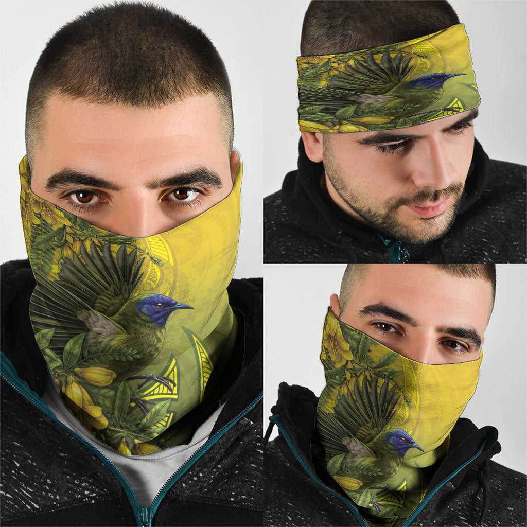 New Zealand Bellbird Neck Gaiter With Kowhai Flowers LT05 - Polynesian Pride