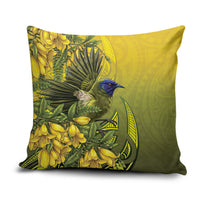 New Zealand Bellbird Pillow Cover With Kowhai Flowers LT05 Yellow - Polynesian Pride