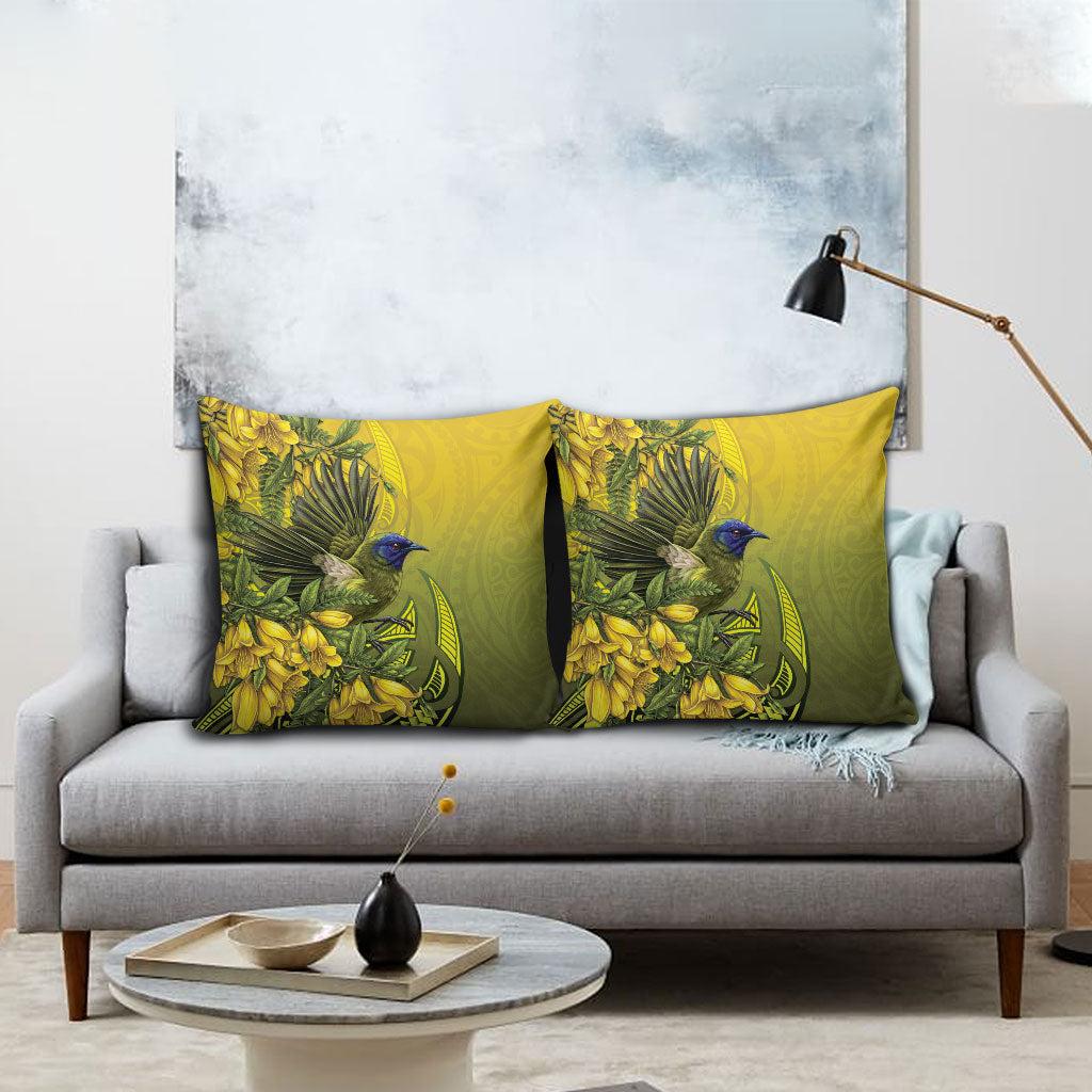New Zealand Bellbird Pillow Cover With Kowhai Flowers LT05 - Polynesian Pride