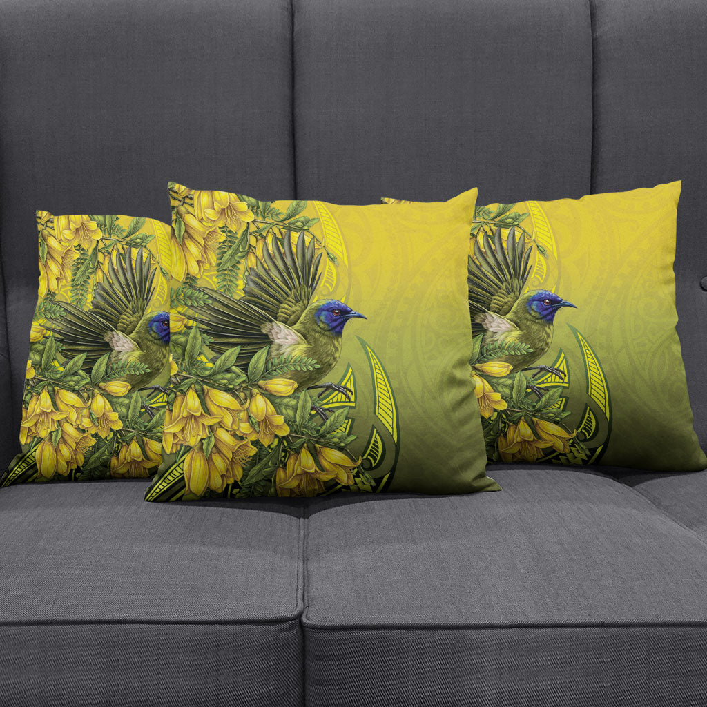 New Zealand Bellbird Pillow Cover With Kowhai Flowers LT05 - Polynesian Pride