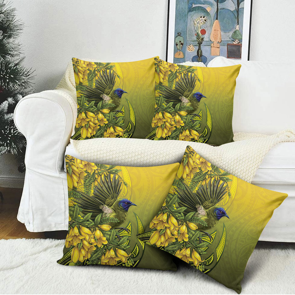 New Zealand Bellbird Pillow Cover With Kowhai Flowers LT05 - Polynesian Pride